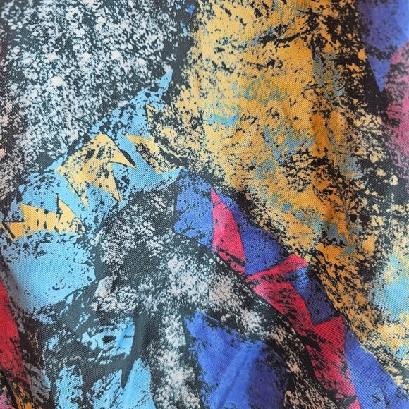 Basic Elements Abstract Shirt 100% Silk Size M Collared Long Sleeve Button Down - Picture 9 of 10